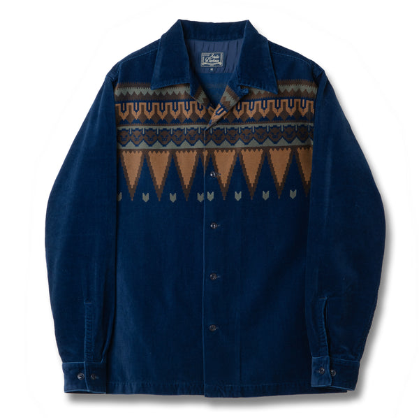 25ss【新品タグ付き】INDIGO PRINT DRAWCORD SHIRT Studio D'Artisan Indigo Native Corduroy Shirt - Okayama Denim