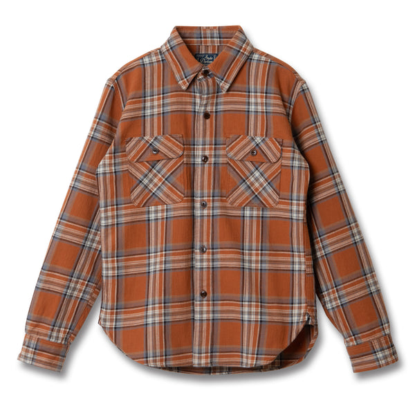 Studio D'Artisan No. 10 Heavyweight Check Flannel Shirt (Orange