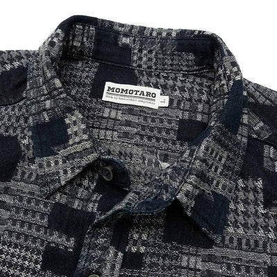 Momotaro Indigo Jacquard Patchwork Shirt