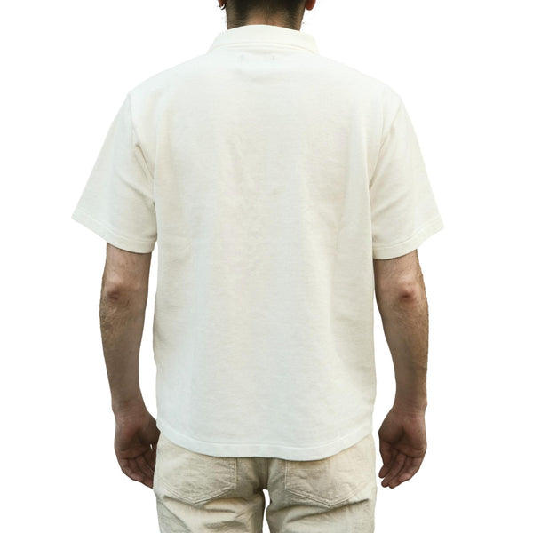 Studio D'Artisan Pique Knit Polo Shirt (White) - Okayama Denim