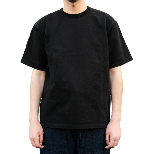The Flat Head Heavyweight 20oz. Loopwheel Tee (Black) - Okayama Denim