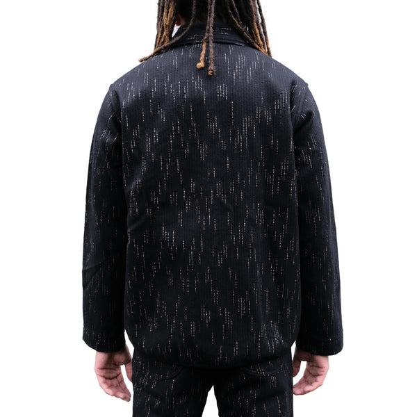 Studio D'Artisan Black Kasuri Dyed Beach Cloth Coverall - Okayama