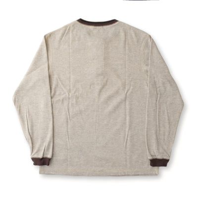 Loop & Weft Double Face Vintage Pinstripe Rib Knit L/S Henley (Two-Tone Gray)