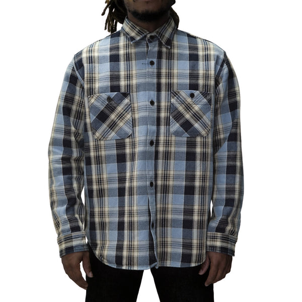 Big John Heavyweight Rope Dyed Indigo Check Flannel Work Shirt