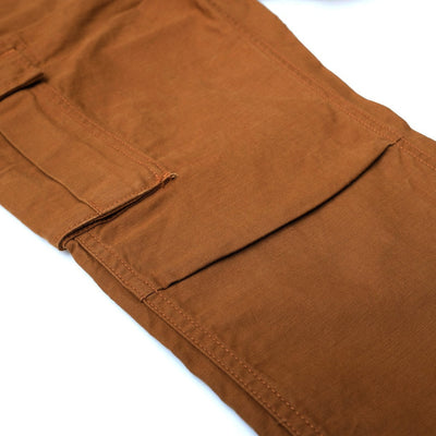Momotaro Back Satin Brown Cargo Pants (Slim Tapered) - Okayama Denim Pants - Selvedge