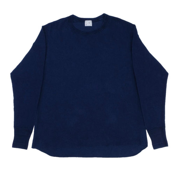 OD+LW Indigo Dyed Double Face Jacquard Crewneck Thermal - Okayama  