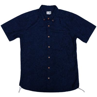 OD+MJ Deep Indigo Jacquard Paisley Aloha Shirt - Okayama Denim Shirt - Selvedge