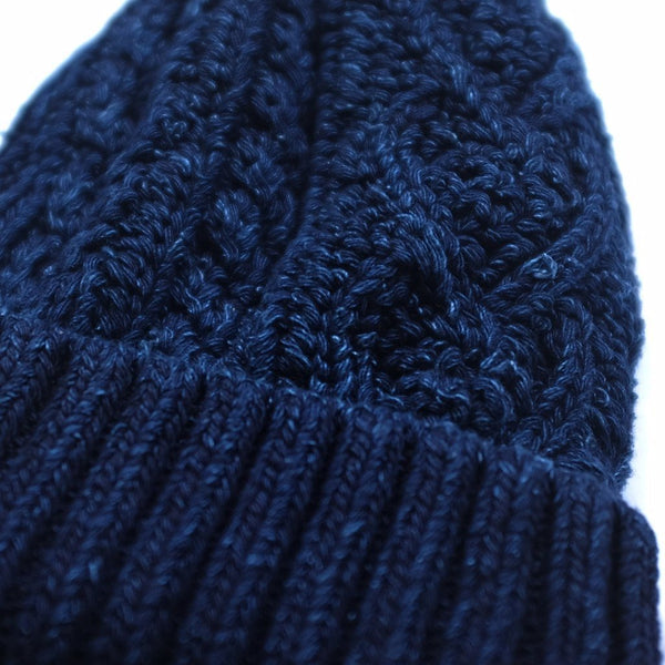 Pure Blue Japan Indigo Dyed Knit Beanie (3 Gauge Version