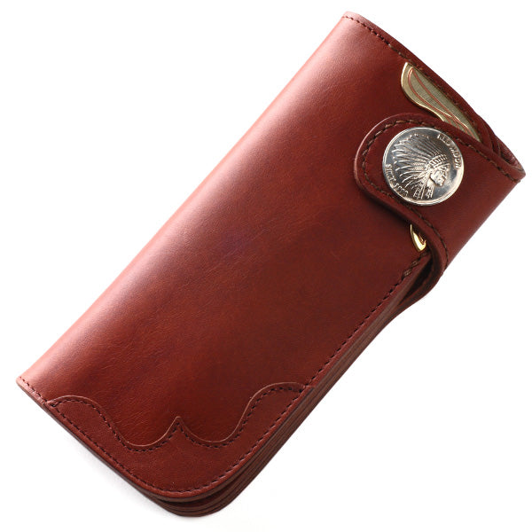 Leather coin-pocket wallet with all-over embossed eagle