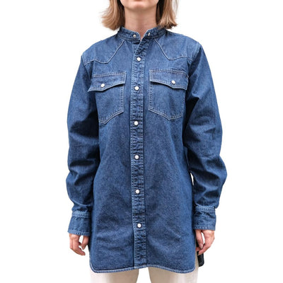 [Women's] Urvin Distressed Denim Western Long Shirt