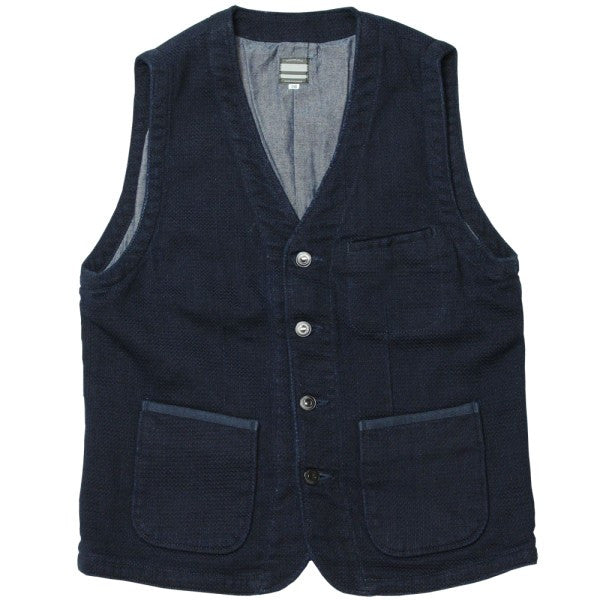 Momotaro Jeans Indigo Sashiko Cotton Vest 38 Unused Condition JAPAN