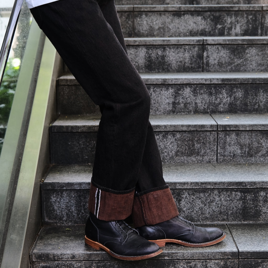 Pure Blue Japan PER-EX-003-BK Black x Kakishibu Selvedge Jeans (Regular Straight)