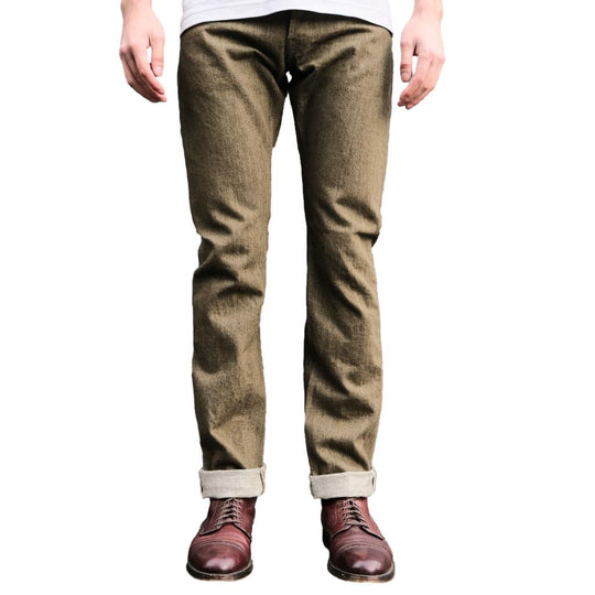 Pure Blue Japan OL-14oz-005 Olive Warp Selvedge Jeans (Slim Straight)