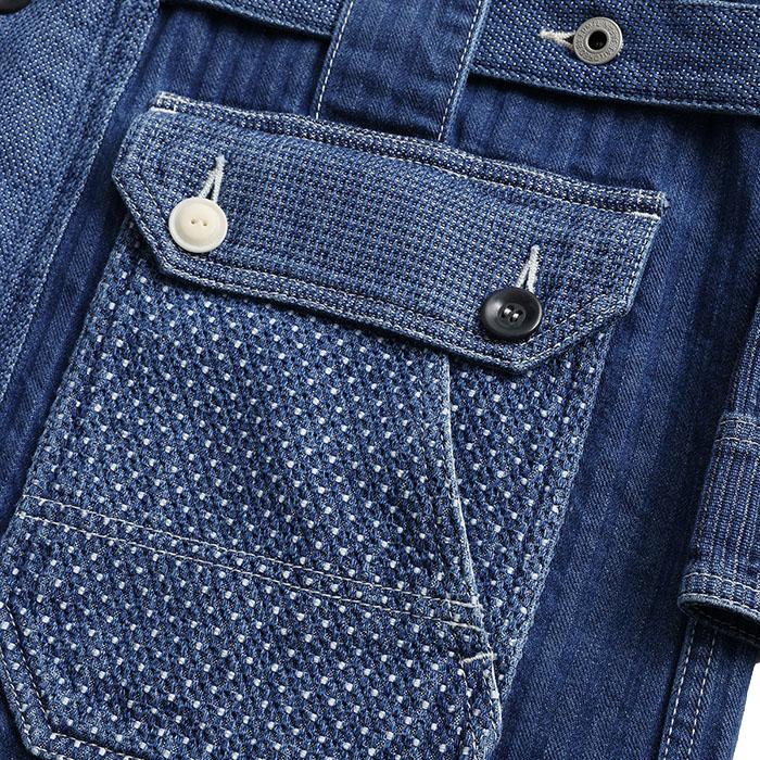 FDMTL Distressed Indigo Patchwork Coverall