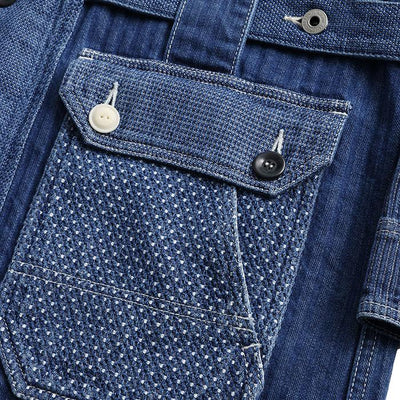 FDMTL Distressed Indigo Patchwork Coverall