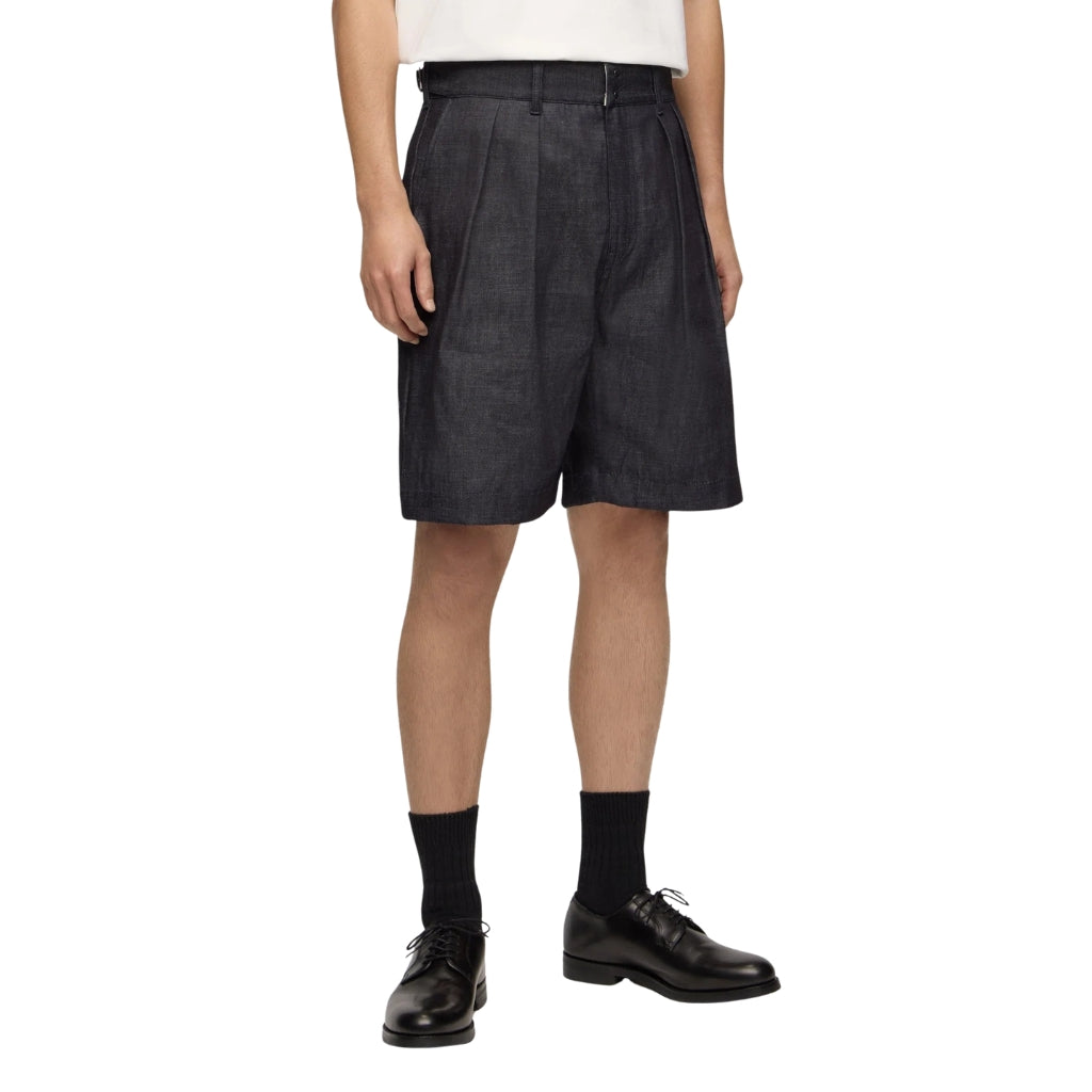 Momotaro Pleated 8oz. Selvedge Denim Shorts - Okayama Denim