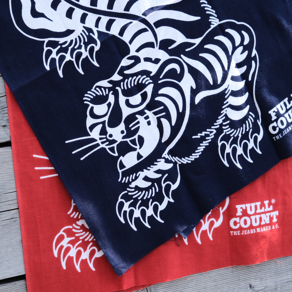 Fullcount "Tora" Tiger Print Selvedge Tenugui (Navy)