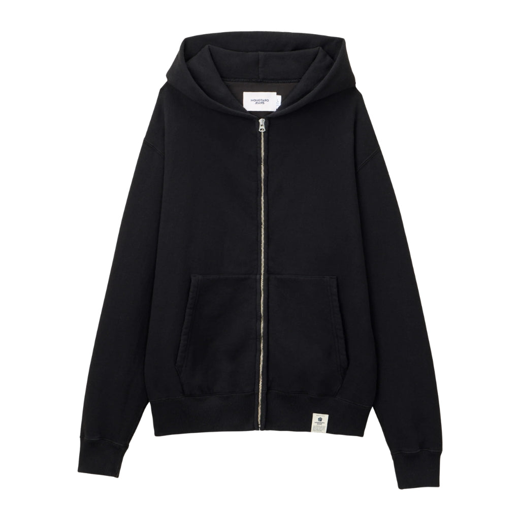 Momotaro Loopwheel Zip-up Hoodie (Black) - Okayama Denim