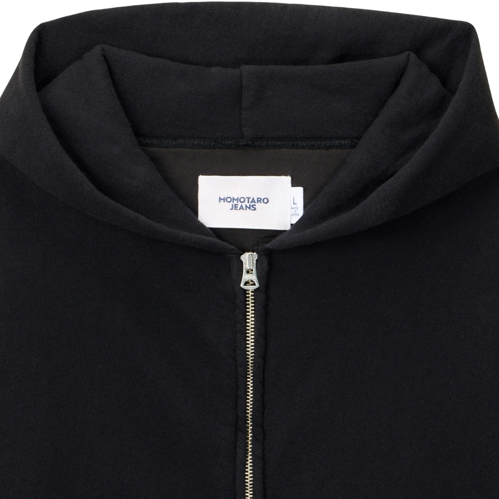 Momotaro Loopwheel Zip-up Hoodie (Black) - Okayama Denim