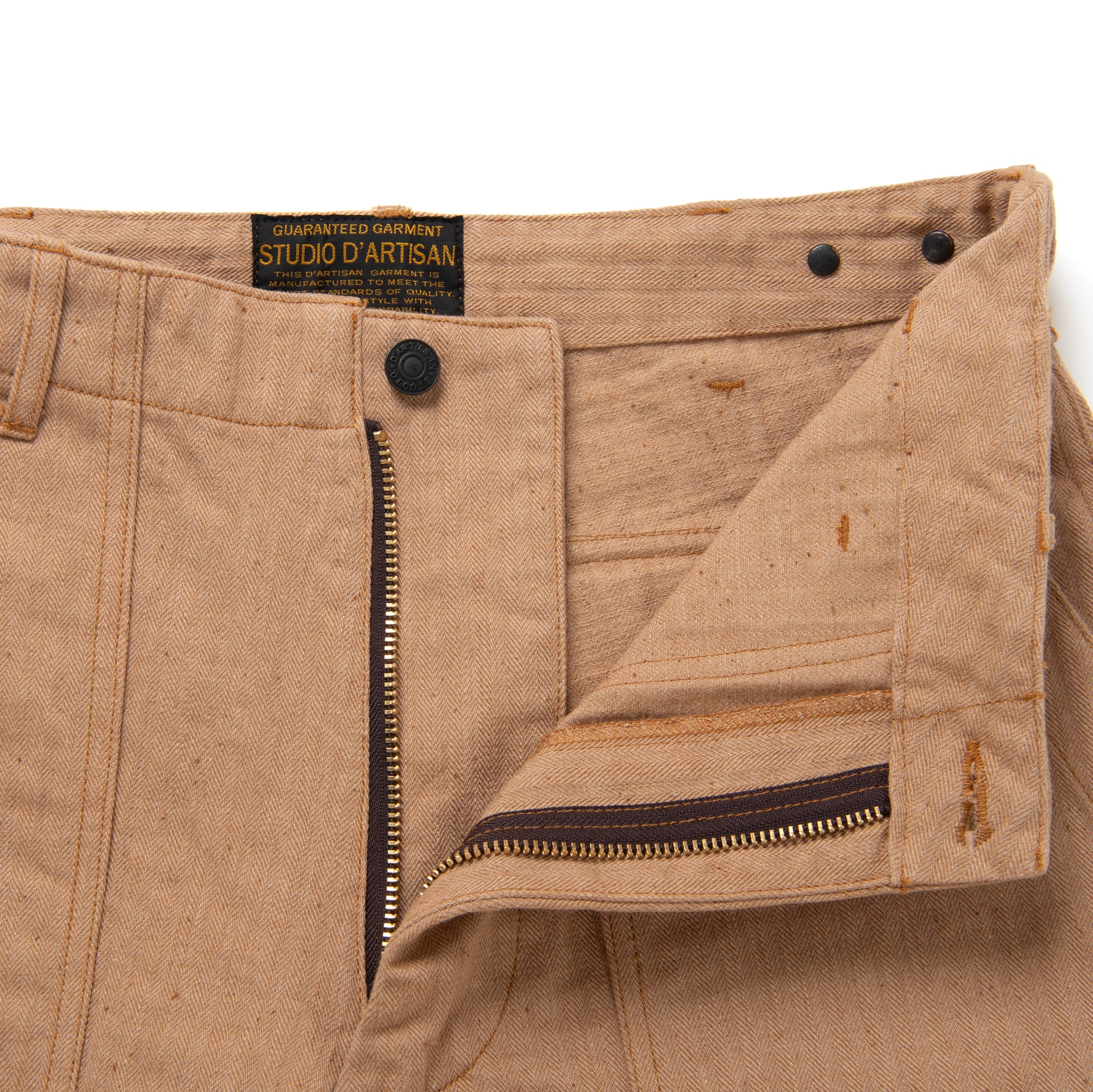 Studio D'Artisan "Fox Cotton" Herringbone Baker Pants - Okayama Denim