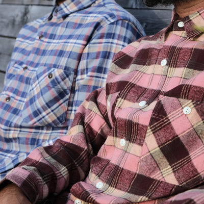 Studio D'Artisan No.8 Heavyweight Check Flannel Shirt (Blue)