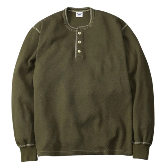 The Flat Head Honeycomb Thermal Henley (Olive)
