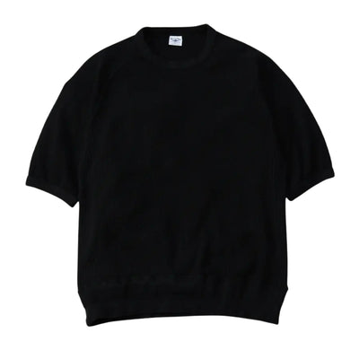 The Flat Head Loopwheel Honeycomb Thermal Tee (Black) - Okayama Denim
