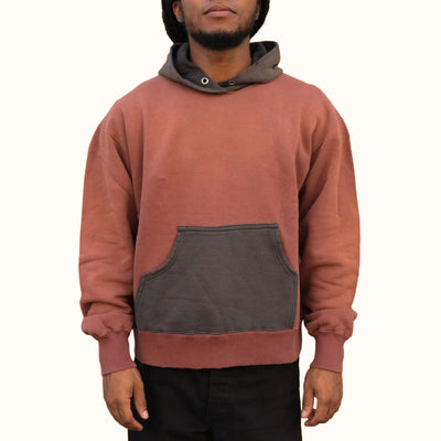 Fullcount "Fading" Loopwheel Hooded Sweatshirt (Bordeaux x Black)