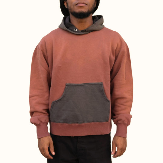 Fullcount "Fading" Loopwheel Hooded Sweatshirt (Bordeaux x Black)
