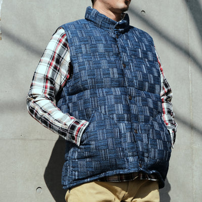 OD+ZT Natural Indigo Kasuri Sashiko Down Vest