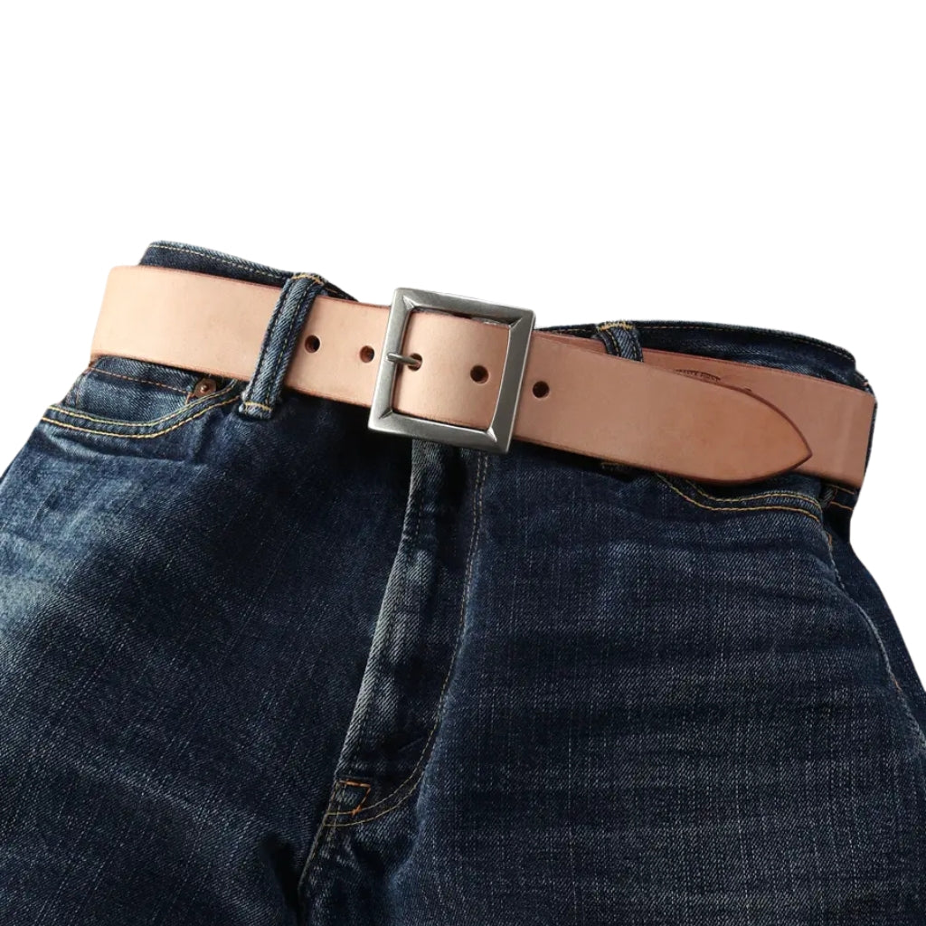 The Flat Head UK Saddle Leather Garrison Belt (Natural)