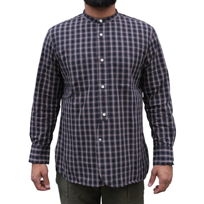 Soundman "Livingstone" Ombre Check Bandcollar Shirt