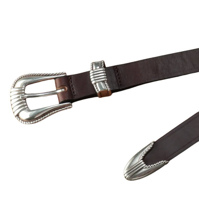 The Flat Head Chromexcel Western Belt (Brown)