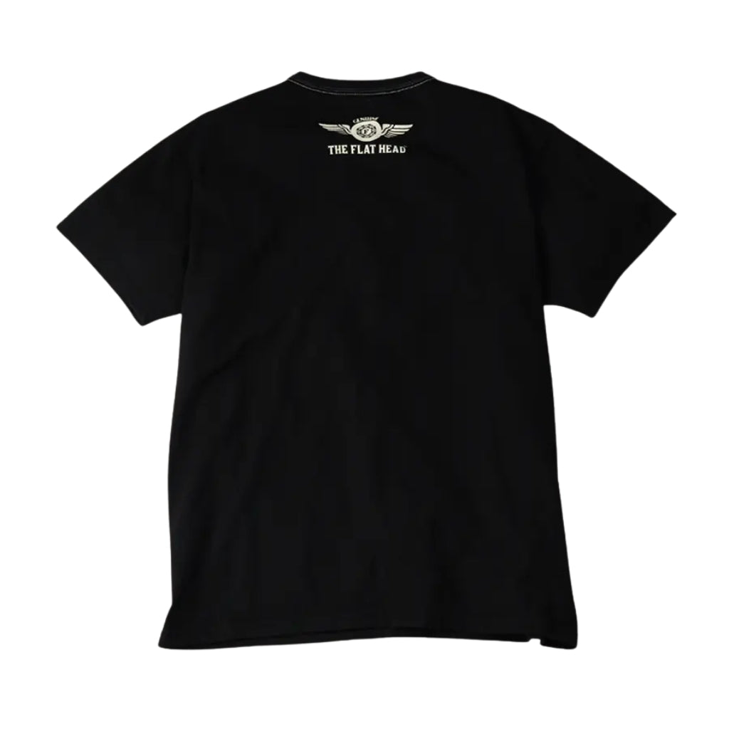The Flat Head "Flying Wheel" Back Print Tee (Black)