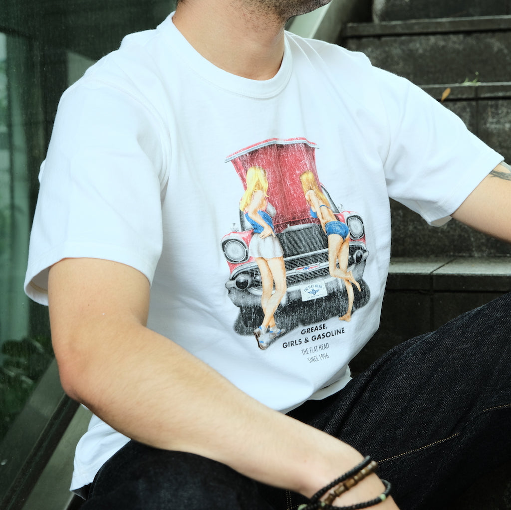 The Flat Head "Grease, Girls & Gasoline" Print Tee
