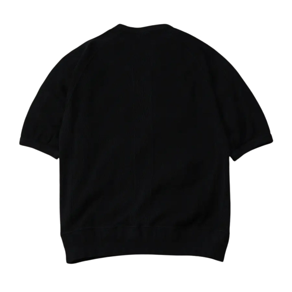 The Flat Head Loopwheel Honeycomb Thermal Tee (Black) - Okayama Denim