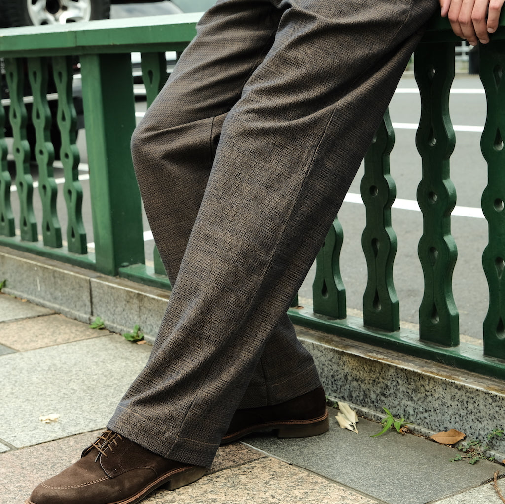 Samurai Jeans SJAP26-KSK "Ai-Madara" Natural Indigo x Brown Sashiko Work Pants (Wide Straight)