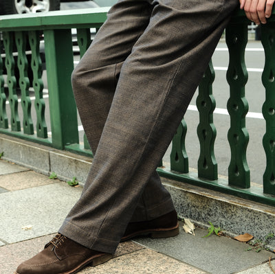 Samurai Jeans SJAP26-KSK "Ai-Madara" Natural Indigo x Brown Sashiko Work Pants (Wide Straight)