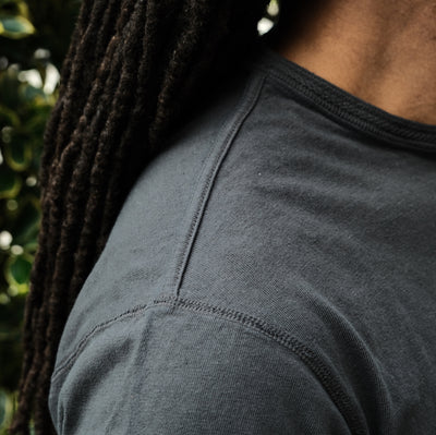 Loop & Weft Shoulder Taped S/S Crewneck Tee (Black) - Okayama Denim