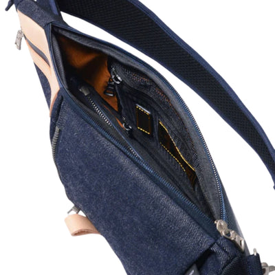 Master-piece x Fullcount "Super Smooth" Sling Bag - Okayama Denim