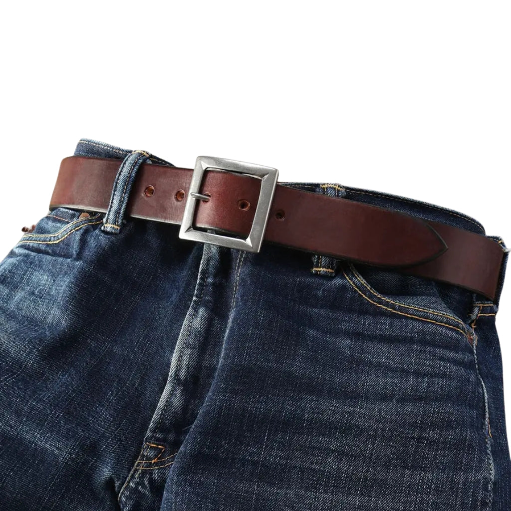 The Flat Head UK Saddle Leather Garrison Belt (Brown)