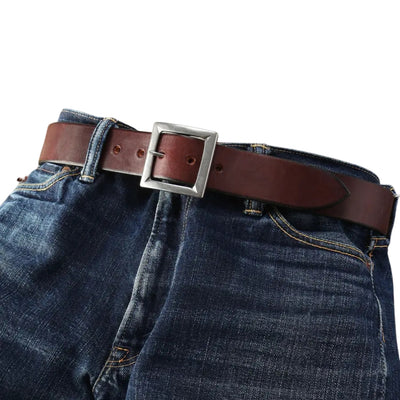 The Flat Head UK Saddle Leather Garrison Belt (Brown)