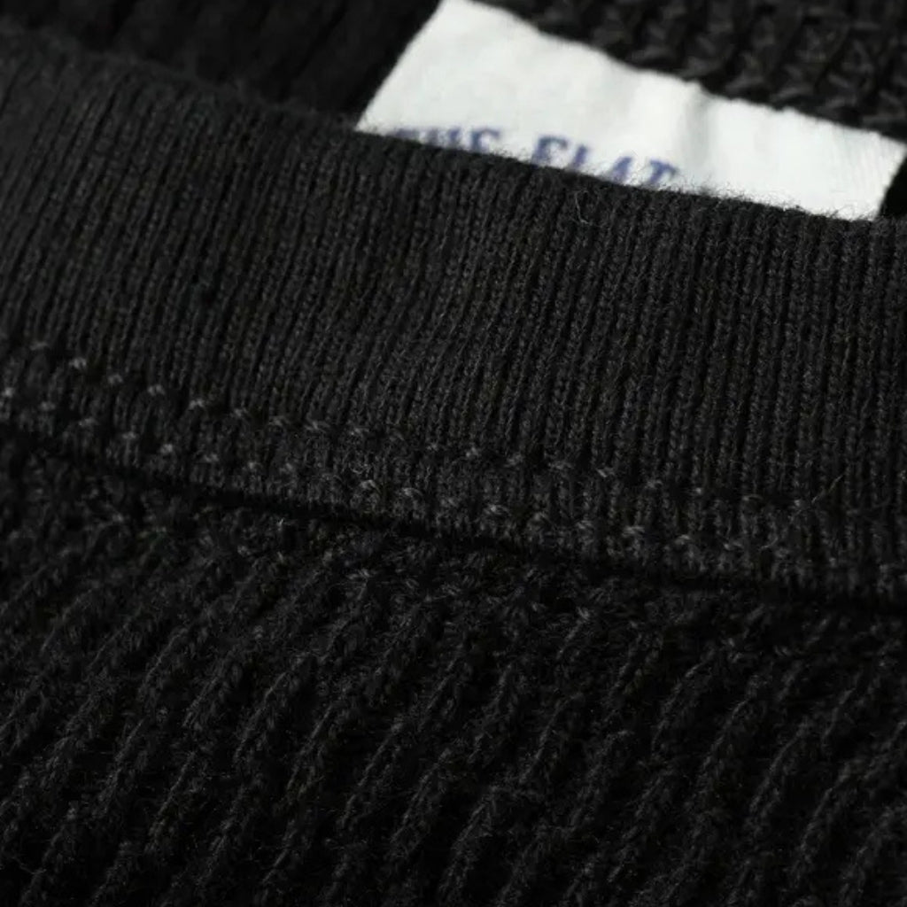 The Flat Head Loopwheel Honeycomb Thermal Tee (Black) - Okayama Denim