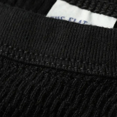 The Flat Head Loopwheel Honeycomb Thermal Tee (Black) - Okayama Denim