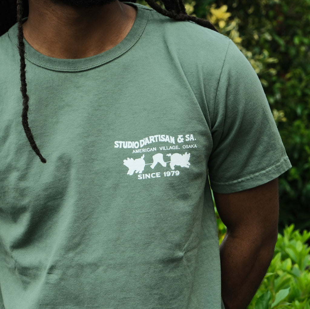 Studio D'Artisan Logo Print Tee (Green) - Okayama Denim