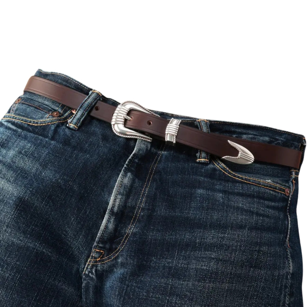 The Flat Head Chromexcel Western Belt (Brown)