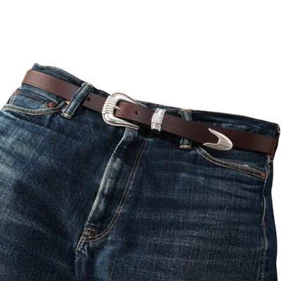The Flat Head Chromexcel Western Belt (Brown)