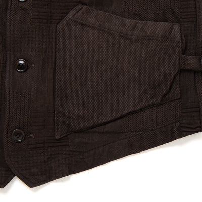 Studio D'Artisan "Amami Dorozome" Boro Jacquard Vest (Dark Brown)