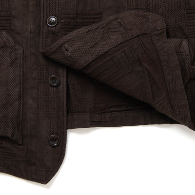 Studio D'Artisan "Amami Dorozome" Boro Jacquard Vest (Dark Brown)