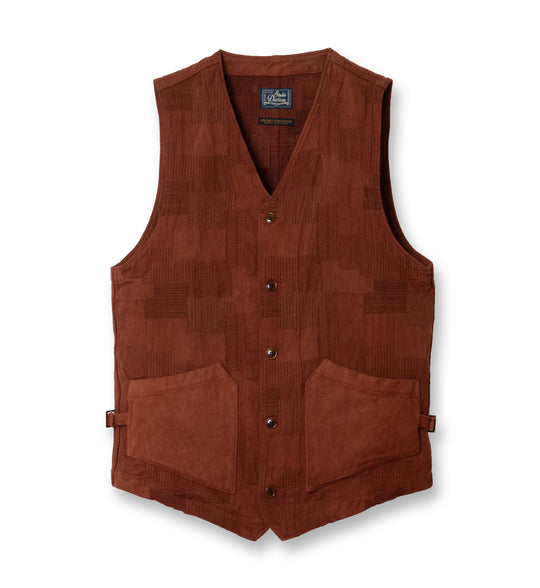 Studio D'Artisan "Amami Dorozome" Boro Jacquard Vest (Brown)